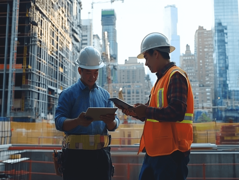 Engineers with tablets on-site